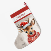 Reindeer Personalisiert Grosser WeihnachtsStrumpf Großer Weihnachtsstrumpf (Rückseite (Hängend))