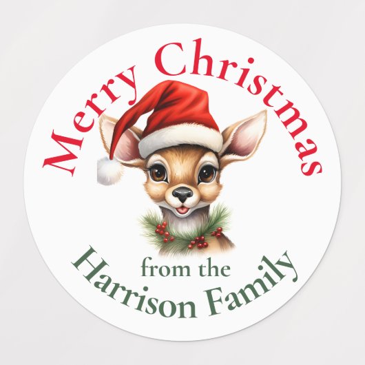 Reindeer Personalized Vintage Christmas Wishes Etiketten (Design 2)