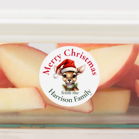 Reindeer Personalized Vintage Christmas Wishes Etiketten (Befestigt)