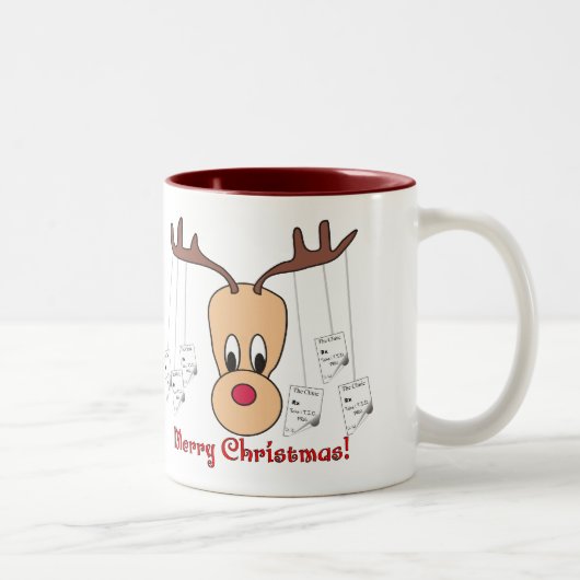 Reindeer Pharmacy Merry Christmas Zweifarbige Tasse (Rechts)