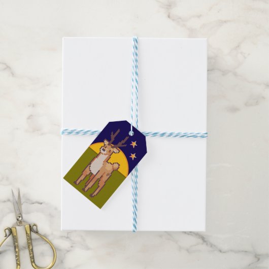 Reindeer, Pixelart, Pixel, Art  Geschenkanhänger (Mit Garn)