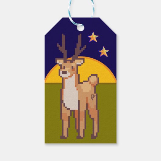 Reindeer, Pixelart, Pixel, Art  Geschenkanhänger (Vorderseite)