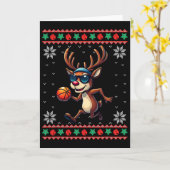 Reindeer Playing Sketll Ugly Christmas Xmas Kids  Karte (Gelbe Blume)