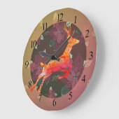 Reindeer Poinsettia Holiday Große Wanduhr (Winkel)