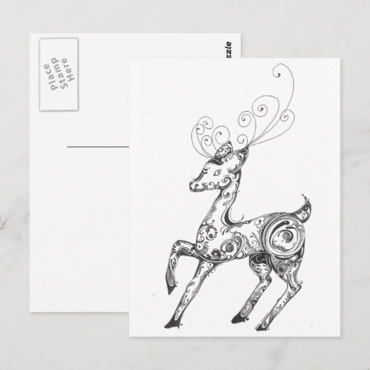 Reindeer Postkarte (Vorne/Hinten)