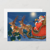 Reindeer Pulling Santa Claus Sleigh | Weihnachten (Vorne/Hinten)