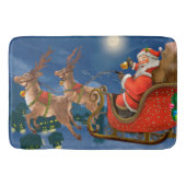 Reindeer Pulling Santa Claus Sleigh | Weihnachten Badematte (Vorderseite)