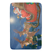 Reindeer Pulling Santa Claus Sleigh | Weihnachten Badematte (Vorderseite Vertikal)