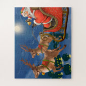 Reindeer Pulling Santa Claus Sleigh | Weihnachten Puzzle (Vertikal)
