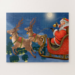 Reindeer Pulling Santa Claus Sleigh | Weihnachten Puzzle