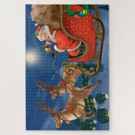 Reindeer Pulling Santa Claus Sleigh | Weihnachten Puzzle