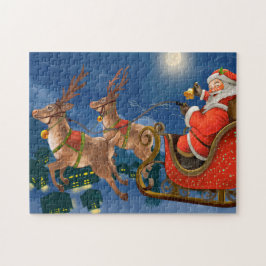 Reindeer Pulling Santa Claus Sleigh | Weihnachten Puzzle