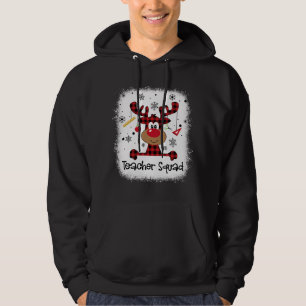 Reindeer Red Kariert Christma geballte Lehrerin Sq Hoodie