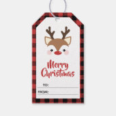 Reindeer Red Kariert frohe Weihnachten bis von Geschenkanhänger (Vorderseite)