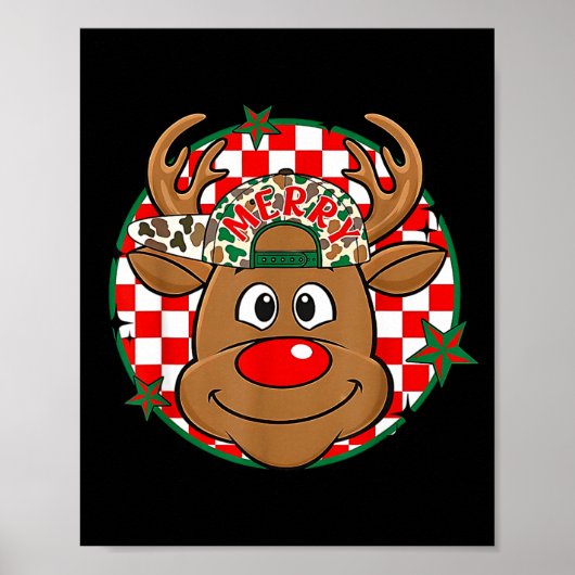 Reindeer Rudolph Merry Christmas Xmas Holiday Boys Poster (Vorne)