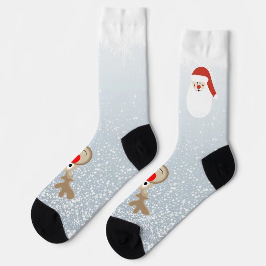 Reindeer Rudolph Red Nose Santa Crew Socks Socken (Linkes Detail)