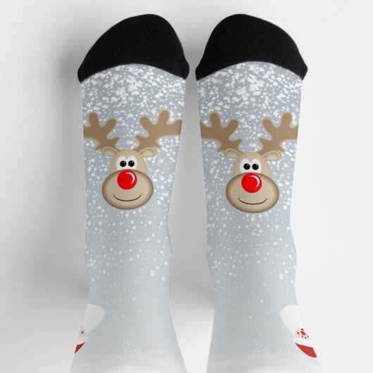 Reindeer Rudolph Red Nose Santa Crew Socks Socken (Oben)
