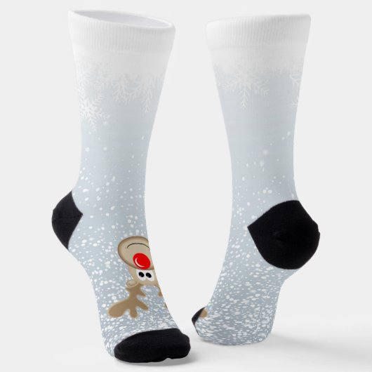 Reindeer Rudolph Red Nose Santa Crew Socks Socken (Gewinkelt)