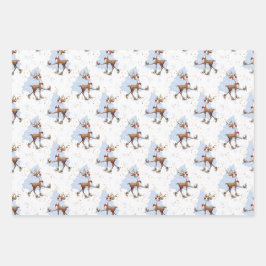 Reindeer Rudolph Weihnachtswrapping Paper Geschenkpapier Set