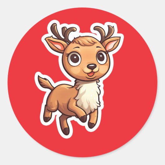 Reindeer Runder Aufkleber (Vorderseite)
