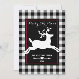 Reindeer Rustic Black White Buffalo Check Feiertagskarte