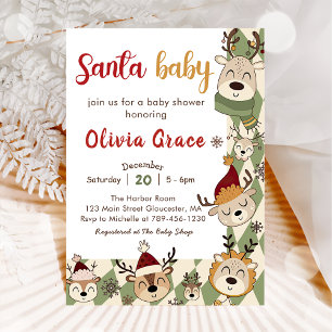 Reindeer Santa Baby Weihnachtsdusche Einladung