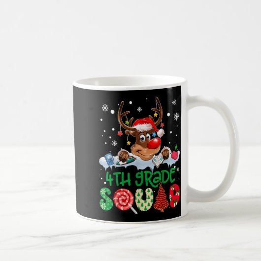 Reindeer Santa Hat 4th Grade Squad Teacher Christm Kaffeetasse (Rechts)
