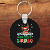 Reindeer Santa Hat 4th Grade Squad Teacher Christm Schlüsselanhänger (Vorderseite)