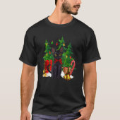 Reindeer Santa Hat Black Cat Christmas Lights Cute T-Shirt (Vorderseite)