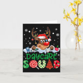 Reindeer Santa Hat Daycare Squad Teacher Christmas Karte (Gelbe Blume)