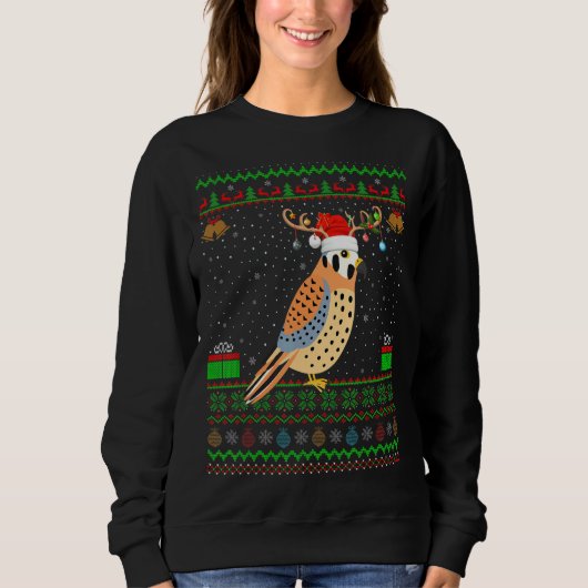 Reindeer Santa Hat Matching Ugly Kestrel Sweatshirt (Vorderseite)