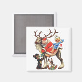 Reindeer Santa Magnet (Vorderseite/Rückseite)