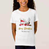 Reindeer Santa Merry Christmas Custom Modern Girl T-Shirt (Vorderseite)