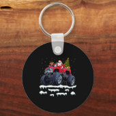 Reindeer Santa Riding Monster Truck Christmas Tree Schlüsselanhänger (Vorderseite)