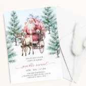 Reindeer Santa Sleigh Christmas Gender Reveal Einladung