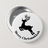 Reindeer Silhouette Chrismukkah Button (Vorne & Hinten)