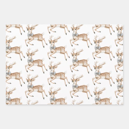 Reindeer Silver Snowflakes Christmas Trees Geschenkpapier Set (Vorderseite 2)