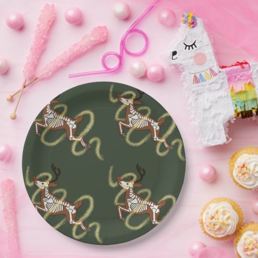 Reindeer Skeleton Pappteller (Party)