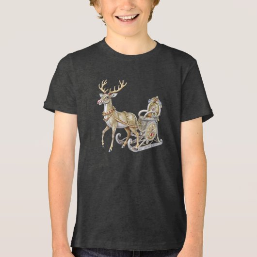 Reindeer Sleigh Boys T - Shirt (Vorderseite)