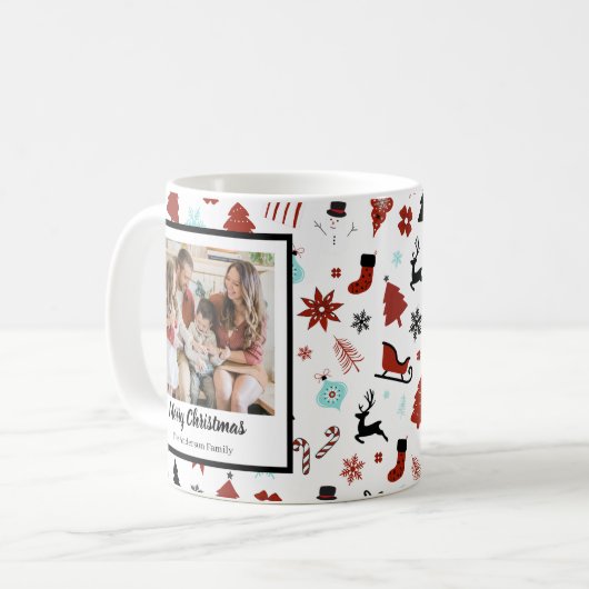 Reindeer Sleigh Christmas Pine Trees Kaffeetasse (Vorderseite Links)
