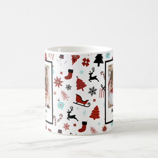 Reindeer Sleigh Christmas Pine Trees Kaffeetasse (Mittel)