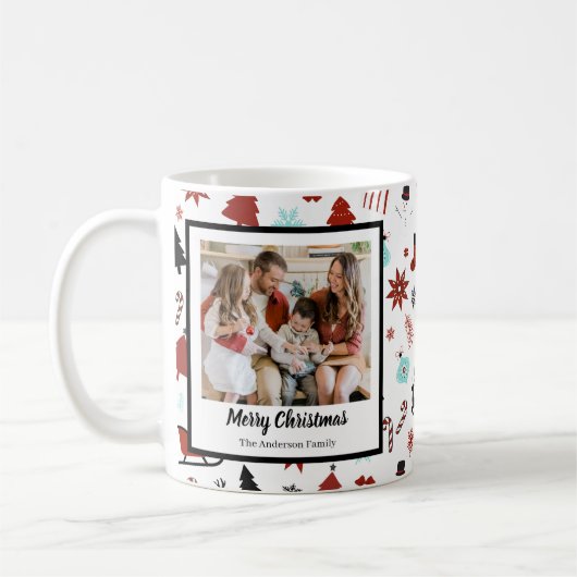 Reindeer Sleigh Christmas Pine Trees Kaffeetasse (Links)