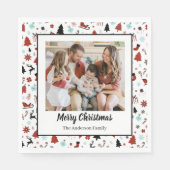 Reindeer Sleigh Christmas Pine Trees Serviette (Vorderseite)