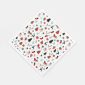 Reindeer Sleigh Christmas Pine Trees Serviette (Ecke)