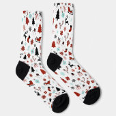 Reindeer Sleigh Christmas Pine Trees Socken (Rechts)