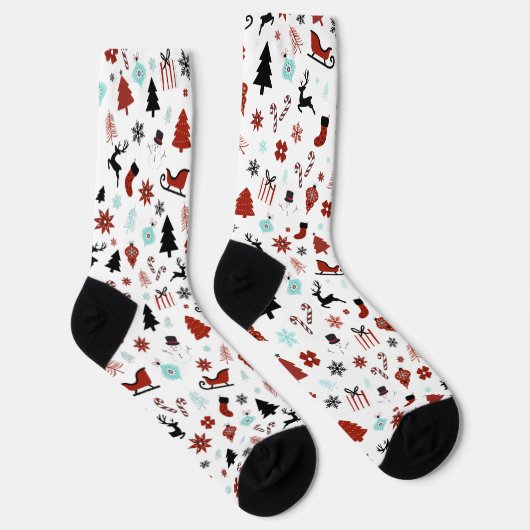 Reindeer Sleigh Christmas Pine Trees Socken (Rechts)