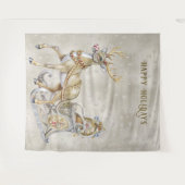 Reindeer Sleigh Holiday Background Wandteppich (Vorderseite (Horizontal))