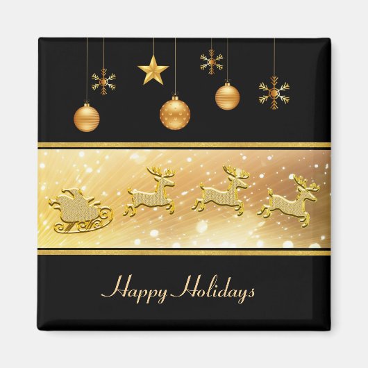 Reindeer Sleigh Holiday Christmas Magnet (Vorne)