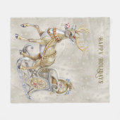 Reindeer Sleigh Holiday Fleece Blanket (Vorderseite (Horizontal))