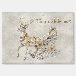 Reindeer Sleigh Holiday Magnet